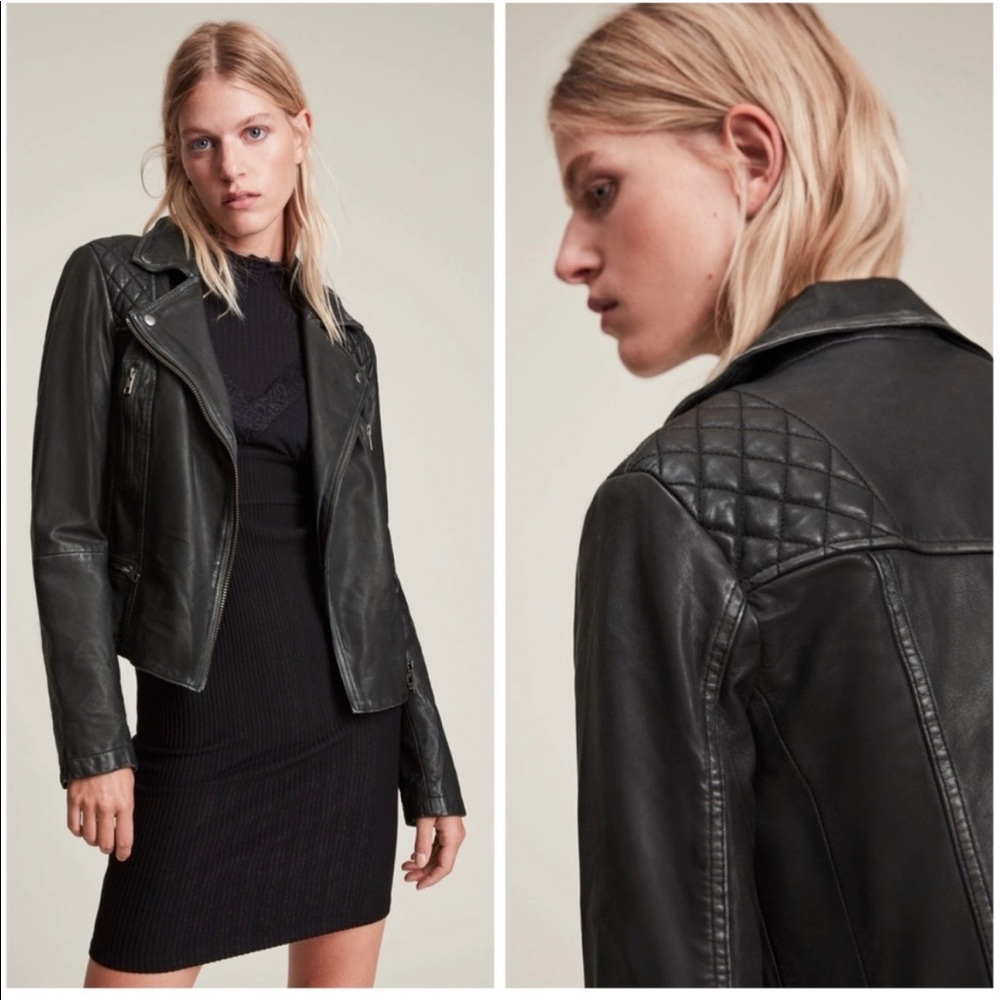 All Saints Cargo Quilted Leather Jacket